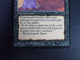the card has a picture of a woman in a purple dress on it
