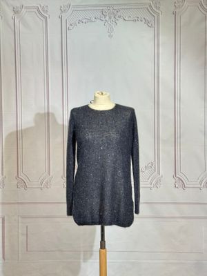 MASSIMO DUTTI - Pull à larges mailles grises anthracite, enc…