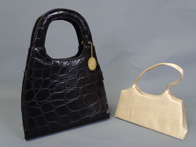 MICK & GWEND – Sac à main en cuir façon croco noir. Neuf. Joint p...