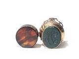 pair of antique brass and tortoise glass cufflinks