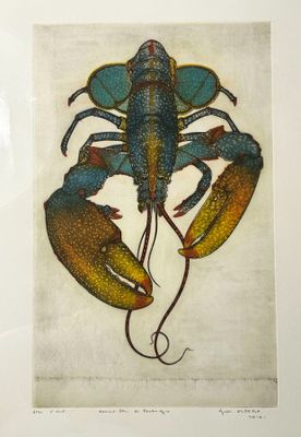 an image of a painting of a lobster on a white background