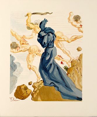 une photo d'un tableau représentant une femme en robe bleue