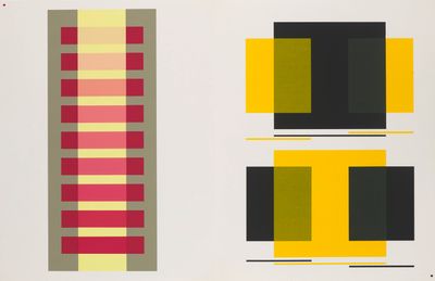 une image représentant un tableau sur lequel figurent un rectangle rouge, jaune et noir