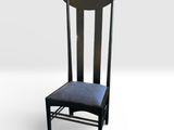 Modèle 3D d'une chaise noire avec une assise bleue