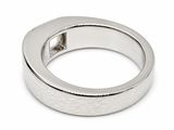 a close up of a silver ring on a white background
