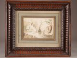 an old picture frame with a painting of a man and a woman