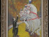 painting of a man leading a group of horses with a man in a tuxedo