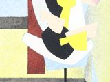 un tableau représentant une femme assise sur une chaise près d'une fenêtre