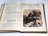 un livre ouvert sur lequel figure l'image d'un homme assis à une table