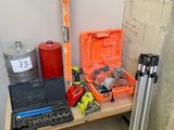 a table with tools on it in a room