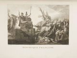 an old picture of a painting of a man on a horse and a woman on a horse