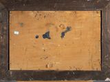 an old picture of a wooden frame with a piece of wood in it