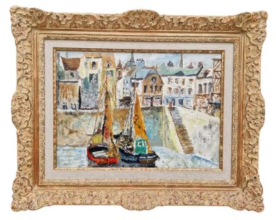 une image d'une peinture de bateaux sur l'eau