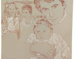 an image of a drawing of a man holding a child