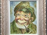 an oil painting of a man with a pipe in his mouth