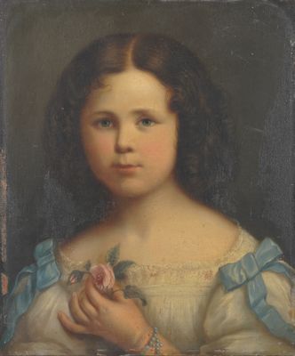 Portrait d'une jeune fille tenant une rose à la main