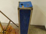a picture of a blue and silver box and a yellow and black lamp