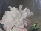 a painting of flowers in a vase on a table