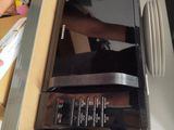 a microwave that is sitting on top of a table