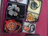 many different items in the case on the table