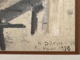 a picture of a painting of a bench in the sand