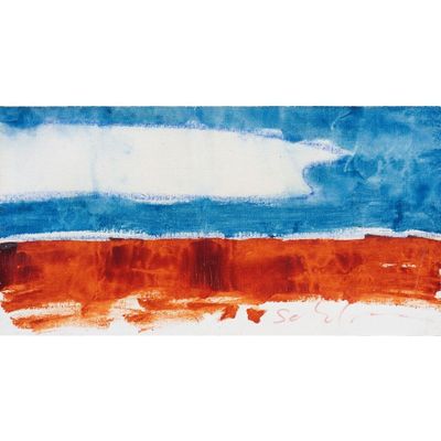 une image représentant un tableau représentant un ciel rouge et bleu avec des nuages