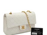 chanel white quilted lambskin flap bag with gold hardware