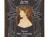 an old book with a picture of a woman on it