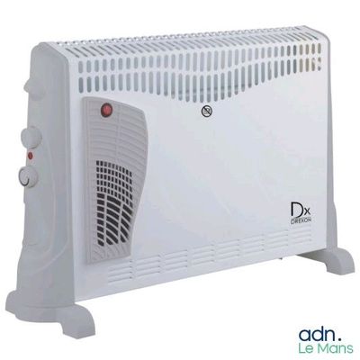 une photo d'un radiateur électrique blanc posé sur une table blanche