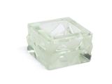 bougeoir carré en verre transparent avec socle en métal