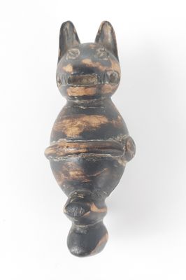 wooden cat figurine on a white background with a white background