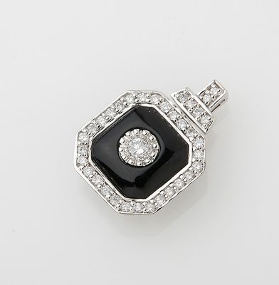 an art deco diamond and onyxite pendant