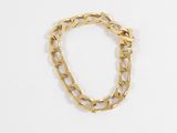 gold plated bracelet with a chain link on a white background