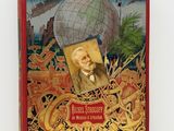 an old book with a picture of a man holding a globe