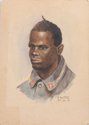 portrait of a black man in a military uniform with a red star on his collar