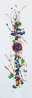 a picture of a picture of paint splatters on a sheet of paper