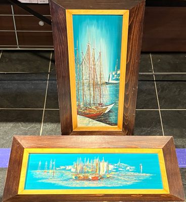 Georges GENELE (XXe). Marines. Deux huiles sur toile.