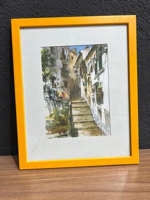 Aquarelle "vieux village" de 2008 signée illisible dim à vue…