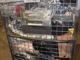 a cart with a bunch of electronics inside of it