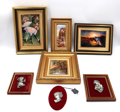 4 tableaux émaux de limoges encadrés - 18,5x13cm / 21x8cm / …