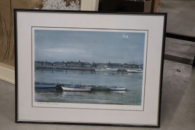 a picture of a picture of boats on the water