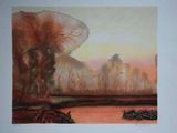 a picture of a painting of a landscape with trees