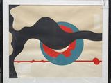 tableau représentant un chat noir avec un cercle rouge au milieu