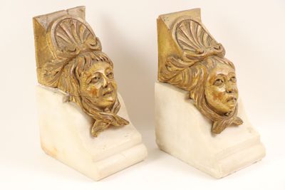 pair of art deco bookends in the form of a woman ' s head