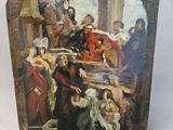 painting of a group of people sitting around a table in a room