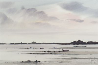 Stéphane LAURO (1964), "Barques à marée basse sur le Golfe" …