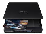 the epson photo printer is open and ready to be used