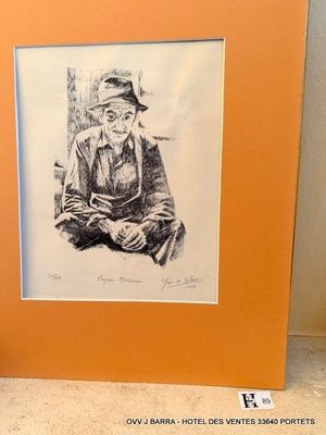 Lithographie numérotée 37/40 Paysan médocain, datée 1977 Yan…