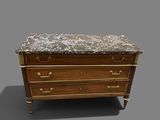 an image of a marble top chest of drawers on a grey background
