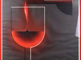 une affiche représentant un verre de vin dans lequel se trouve une bouteille